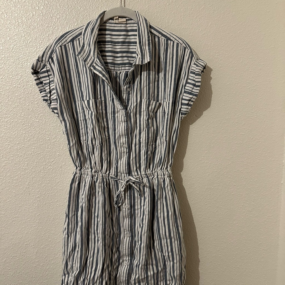 Japna Blue and White Striped Mini Dress